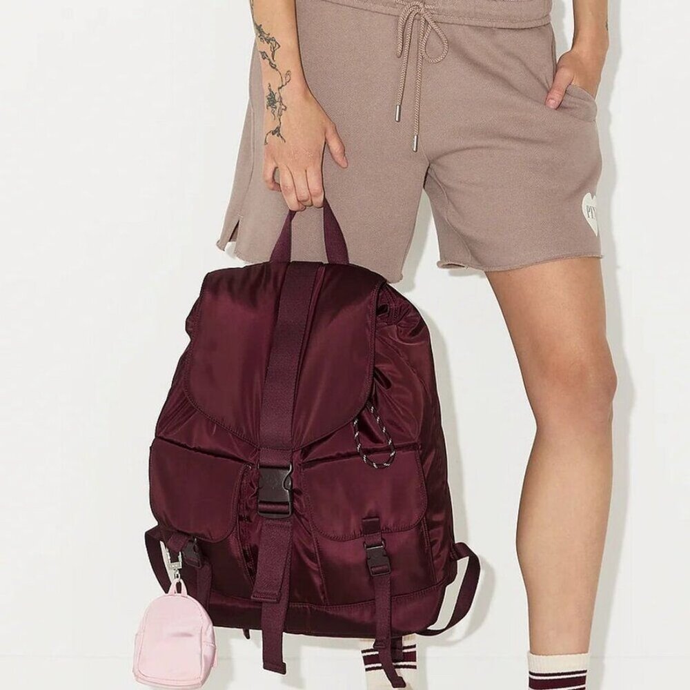 PINK VICTORIA'S SECRET Wild Rose Nylon Cargo Backpack Fits up to a 15" Laptop - Picture 5 of 5